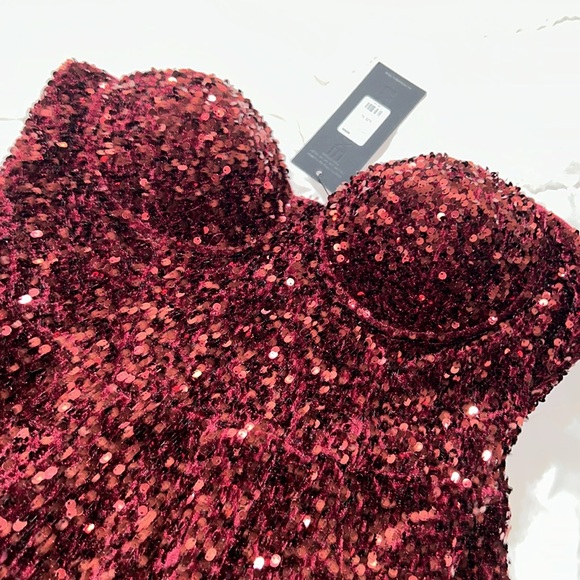 Sold Fashion Nova Isabeli Sequin Jumpsuit - Burgundy - Picture 7 of 12